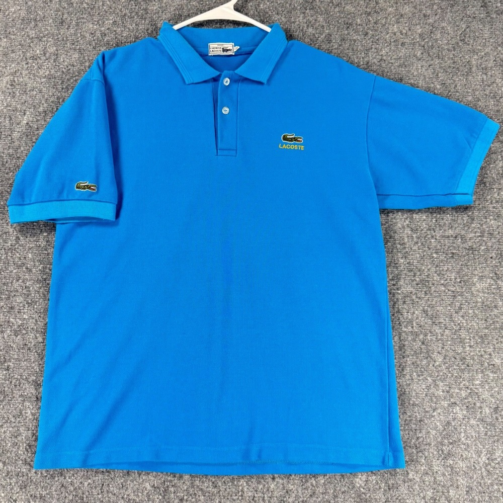 Vintage Chemise Lacoste Pique Cotton Polo Shirt Men XL (Fits Like Medium) Blue